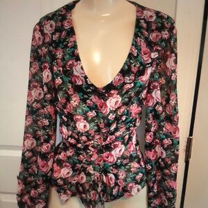 Floral V-Neck Wrap Top